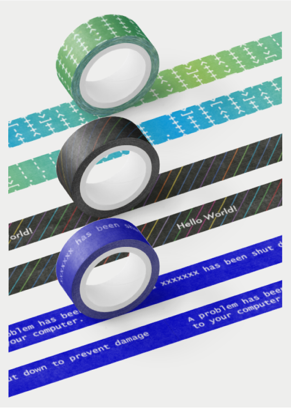 3種類のデザインのマスキングテープ